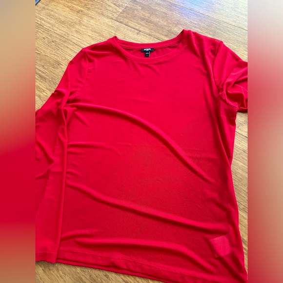 Express Long-sleeve Fitted Mesh Top Lipstick Red EUC - Picture 2 of 11